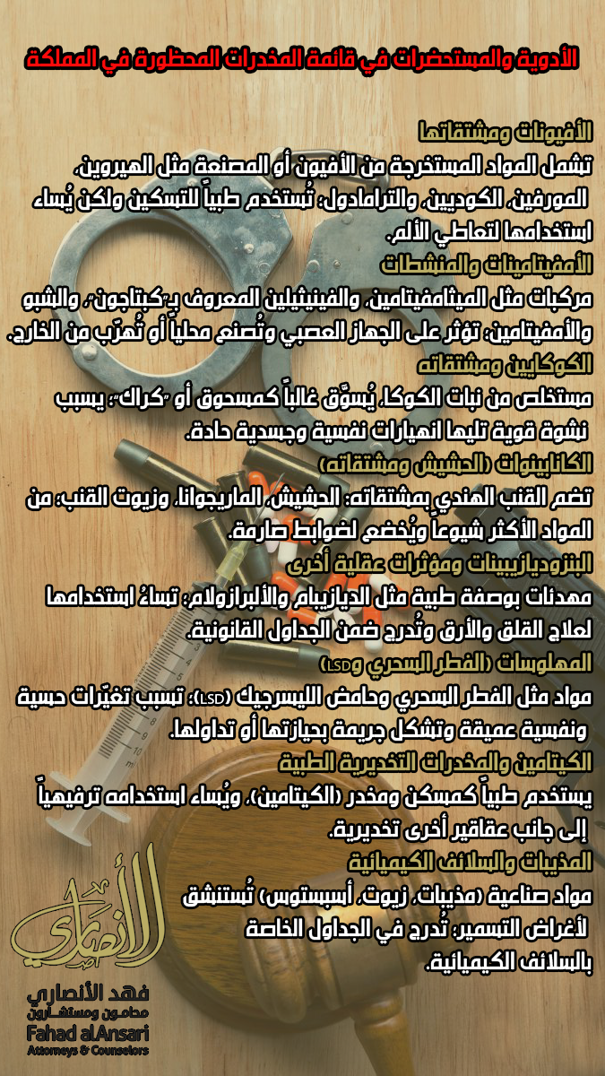 أرقام محامين مخدرات في منطقة المدينة المنورة